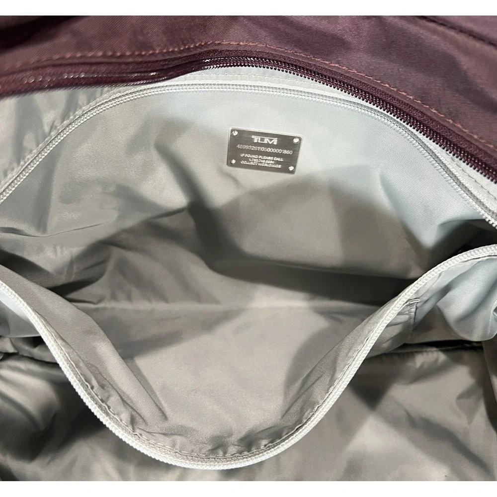 TUMI Travel Tote Luggage Handbag Duffel Nylon Overnight Bag Weekender Plum